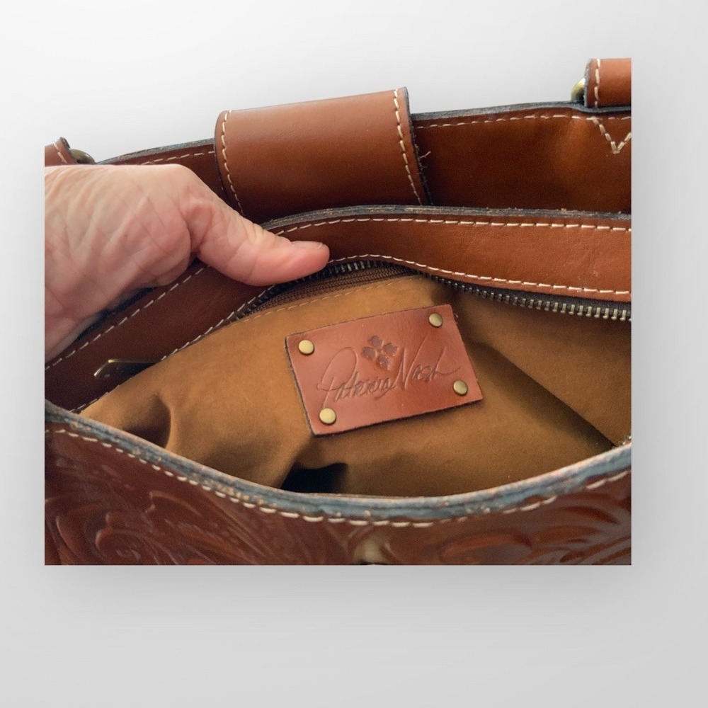 Patricia Nash Tooled Leather Satchel in Chestnut Brown - Picture 3 of 8
